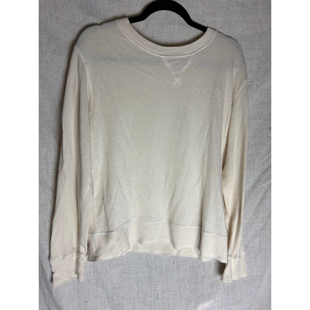 Faherty Ivory Long Sleeve Shirt with Sun Embroidery on Sleeve Sz.M